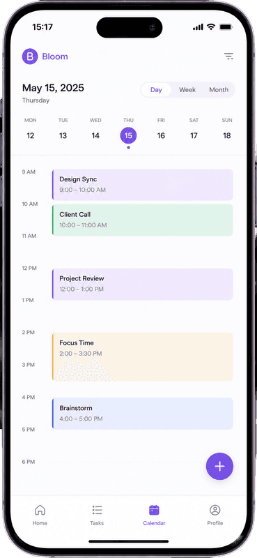 Bloom App — Calendar View