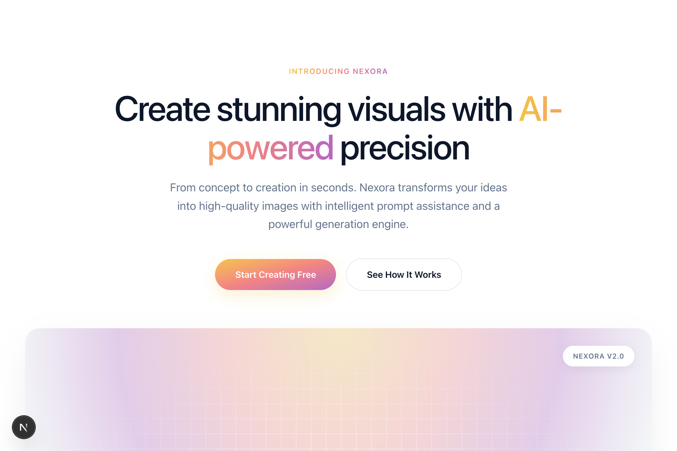 Nexora — Free AI image generation landing page template for Next.js ...